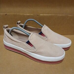 Sperry Crest Twin Gore Platform Stripe Rose Suede Women's 10 Slipon Shoe